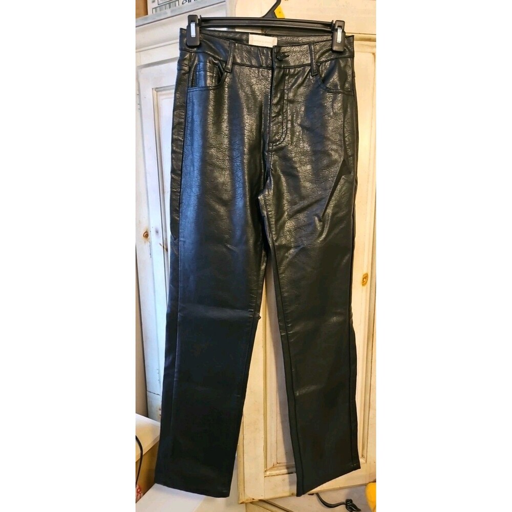 Altar'd State Black Vegan Faux Leather Pleather High Rise Pants Size 24 / XS
